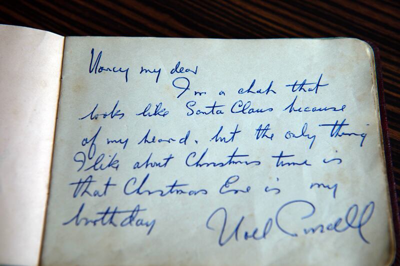 Note from Noel Purcell, actor in Moby Dick, to John McGrath's sister. Photograph: Michael Mac Sweeney/Provision