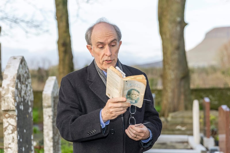 Yeats Winter School Director James Pethica giving a reading by the graveside of WB Yeats at last year’s Yeats Winter School based at the Sligo Park Hotel