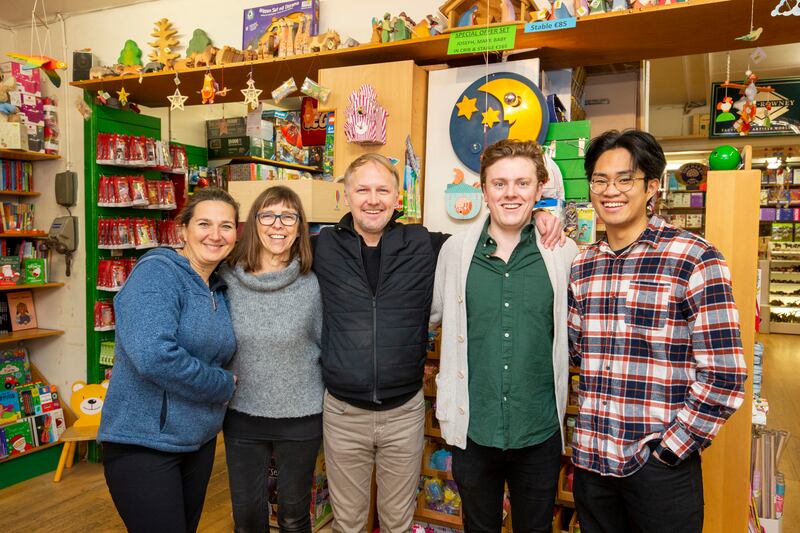 Nimble Fingers staff members, Boschka Zelenska Markoska, Wendy Gaynor, owner Gareth Staunton, Gavin Yendole and Jerome Manzano. Photograph: Tom Honan