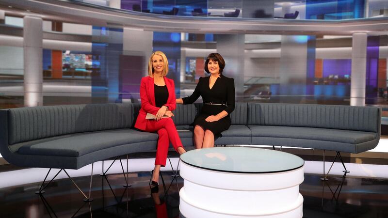 28/01/'19 RTE News anchors, Keelin Shanley and Catrions Perry pictured in the new RTE News TV studio this morning at RTE Donnybrook. The new studio goes into operatipon today..Picture Colin Keegan, Collins Dublin. ***NB EMBARGO ON ALL PLATFORMS IN PLACE UNTIL 2pm THIS AFTERNOON 28th Jan '19**