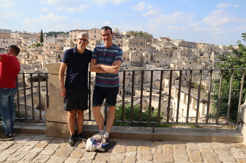 Chef Ken Doherty (right), formerly of Dublin restaurant Assassination Custard, with historian and writer Pat McGauley in Matera