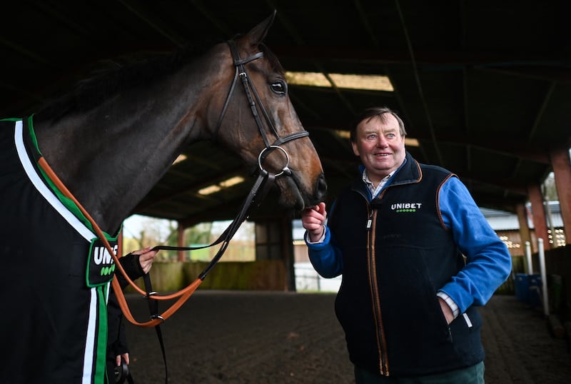 Trainer Nicky Henderson with his stable favourite Constitution Hill. Photograph: Justin Tallis/Getty Images