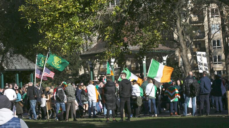 Herbert Park protest: In policing protests over the last year, the Garda have been walking a tightrope. Photograph: Stephen Collins