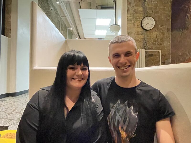 Oleh Anisimov and wife Olha. They met while serving in the military and married last month after Oleh returned from Russian captivity. Photograph: Daniel McLaughlin