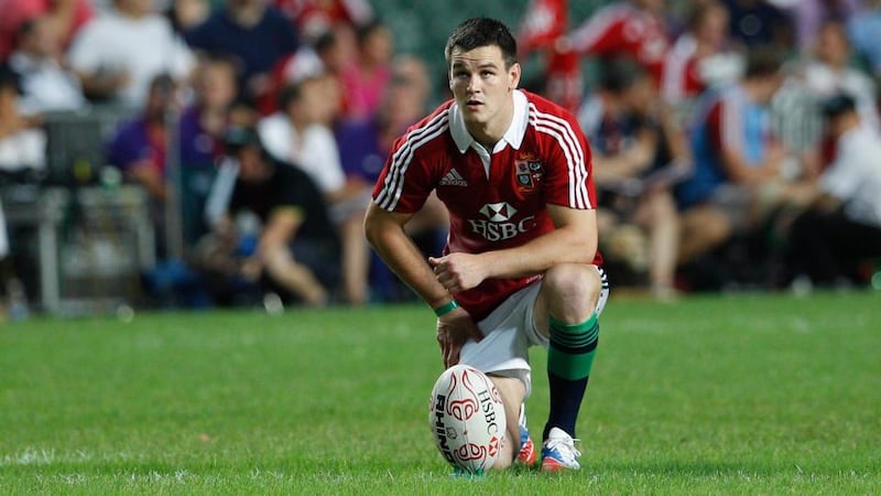 Ireland’s Jonny Sexton sizes up the posts on his Lions debut against the Barbarians  in Hong Kong. Photograph: Tyrone Siu/Reuters