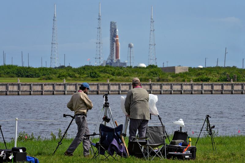 Thousands of people who jammed the coast over the long Labour Day weekend, hoping to see the Space Launch System rocket soar, left disappointed. Photograph: Chris O’Meara/AP