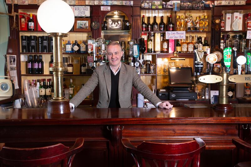 Daragh Heraghty in his bar, Heraghty’s of Manorhamilton. Photograph: Brian Farrell