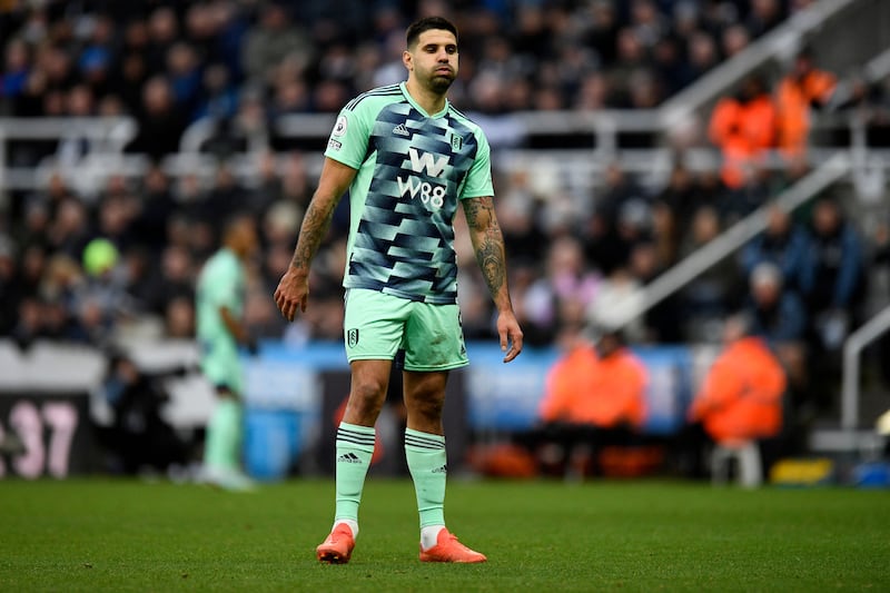 Fulham's Serbian striker Aleksandar Mitrovic reacts after the penalty he scored was disallowed. Photograph: Oli Scarff/AFP via Getty