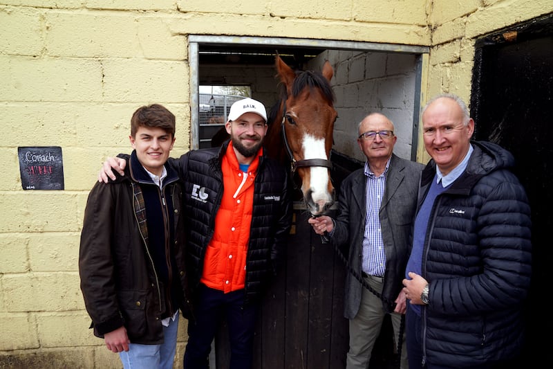 Cameron Sword, Thomas Kendall, Keith Garwood and Gary Scott, four of Corach Rambler’s co-owners. Photograph: Andrew Milligan/PA Wire