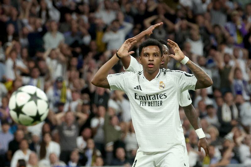 Real Madrid's Brazilian winger Rodrygo has been obliged to operate mostly on the right flank this season to accommodate team-mates. Photograph: Pierre-Philippe Marcou/AFP via Getty Images