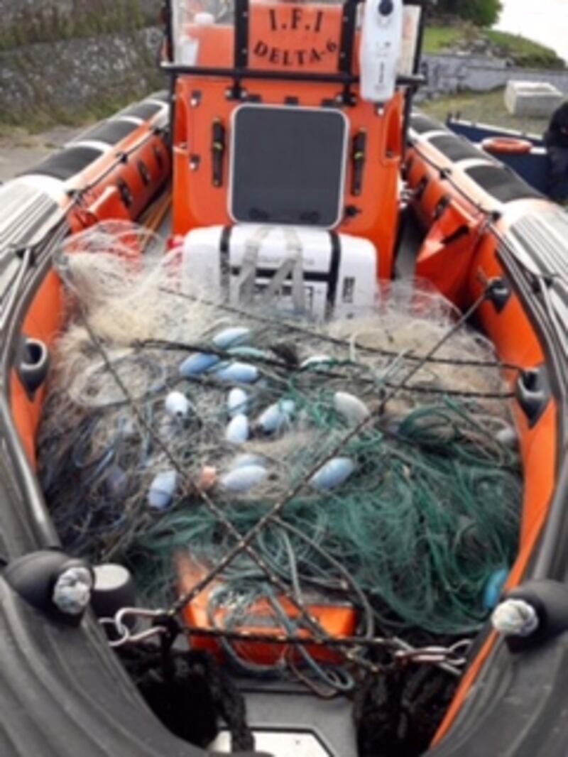 Seized net from the Munster Blackwater River in the fisheries Delta 6 protection craft.