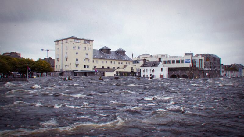 How Galway’s Spanish Arch might look after a rise in sea levels in coming decades. Graphic: Eddie Sheanon/Midas Productions