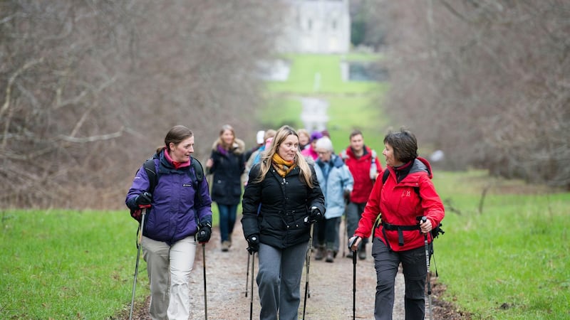 Nordic walking group, in the grounds of Kilruddery House in Bray. Photograph: Dave Meehan