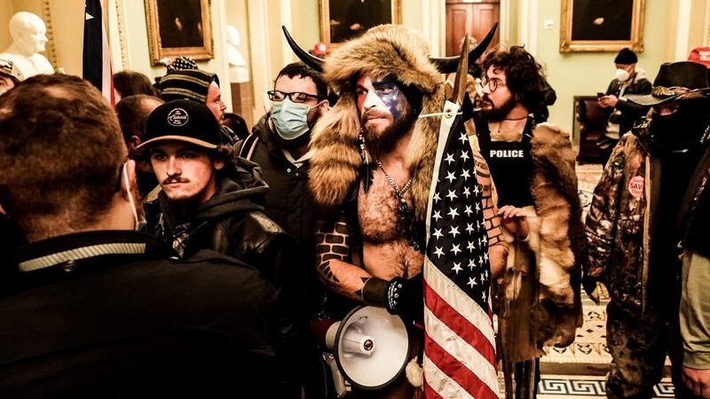 Jacob Chansley (34) emerged as one of the Capitol riot’s most familiar figures, largely because of the outlandish costume he wore that day. Photograph: Erin Schaff/New York Times