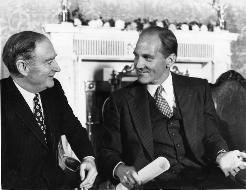 Liam Cosgrave, then taoiseach, with Tiede Herrema after the Dutch industrialist was bestowed with honorary citizenship in December 1975. Photograph: Eddie Kelly/The Irish Times