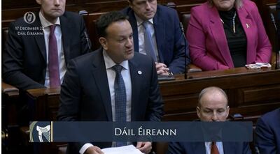 Leo Varadkar speaking in the Dail after he was elected Taoiseach for the second time