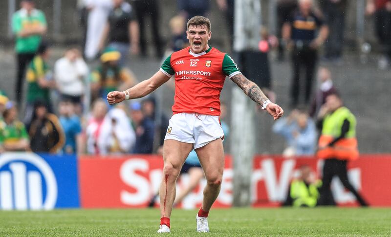 Mayo’s Jordan Flynn celebrates the victory over Kerry at the Fitzgerald Stadium in Killarney. Louth are relishing their games against two of the country's top footballing powers. Photograph: Evan Treacy/Inpho 