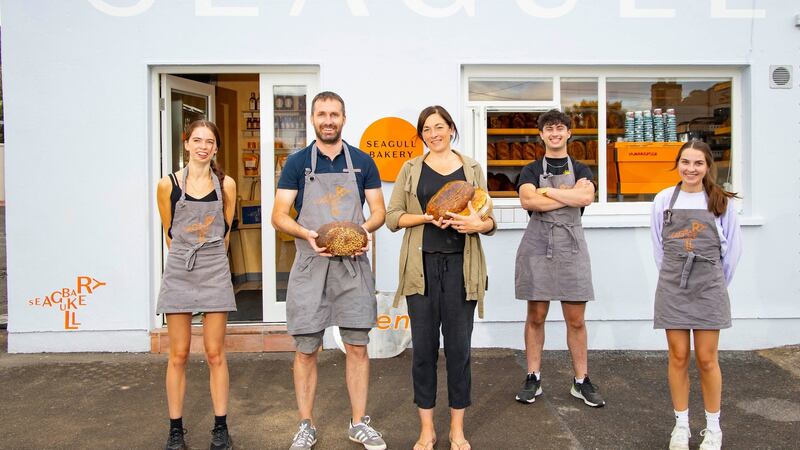 Owners Sarah Richards and Conor Naughton with the Seagull team Laela, Conor and Emily  at the new Seagull Bakery in Dunmore East. Photograph: Patrick Browne