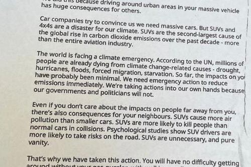 SUVs targeted in south Dublin by group protesting against climate change