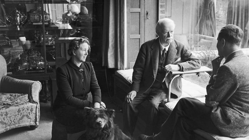 Welsh statesman and former British prime minister David Lloyd George at home in Churt, Surrey, with his second wife Frances in May 1944. Photograph: Felix Man/Picture Post/Hulton Archive/Getty Images