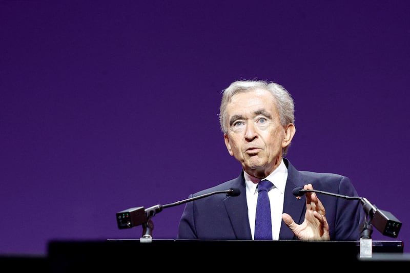 Bernard Arnault, controlling shareholder of LVMH: from riches to . . . slightly less riches. Photograph: Geoffroy van der Hasselt/AFP/Getty Images