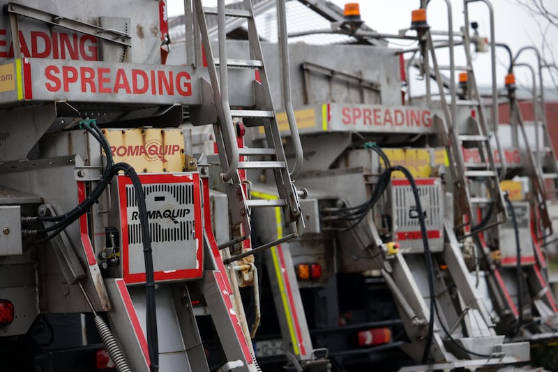 Salts trucks at the North City Operations Depot in Ballymun. Photograph: Chris Maddaloni
