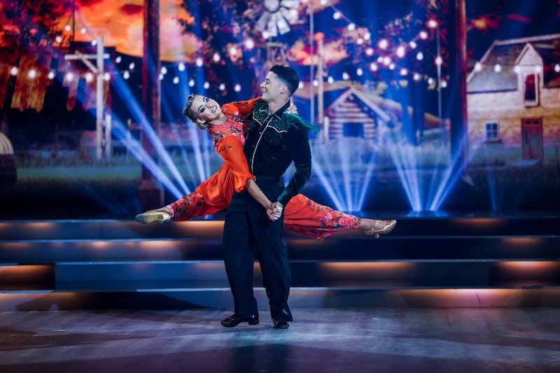 Olympic gold medal gymnast Rhys McClenaghan with Laura Nolan during Dancing with the Stars. Photograph: Kyran O’Brien/kobpix