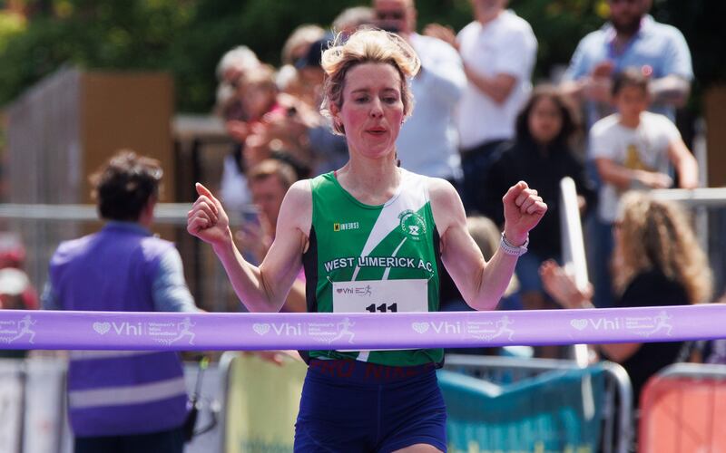 Winner Íde Nic Dhomhnaill finishes first. Photograph: Tom Maher/Inpho