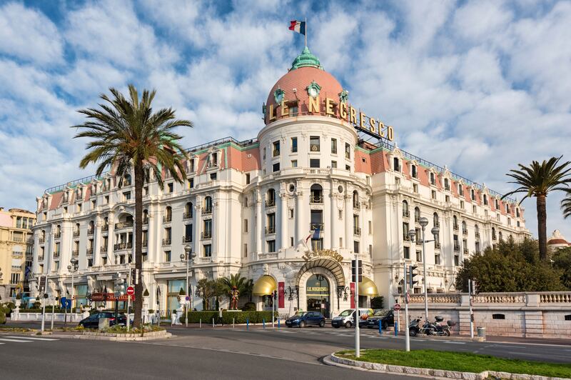 The iconic Negresco Hotel in Nice. 'Of course I had to sample a cocktail. It was research'. Photograph: Chris Hepburn