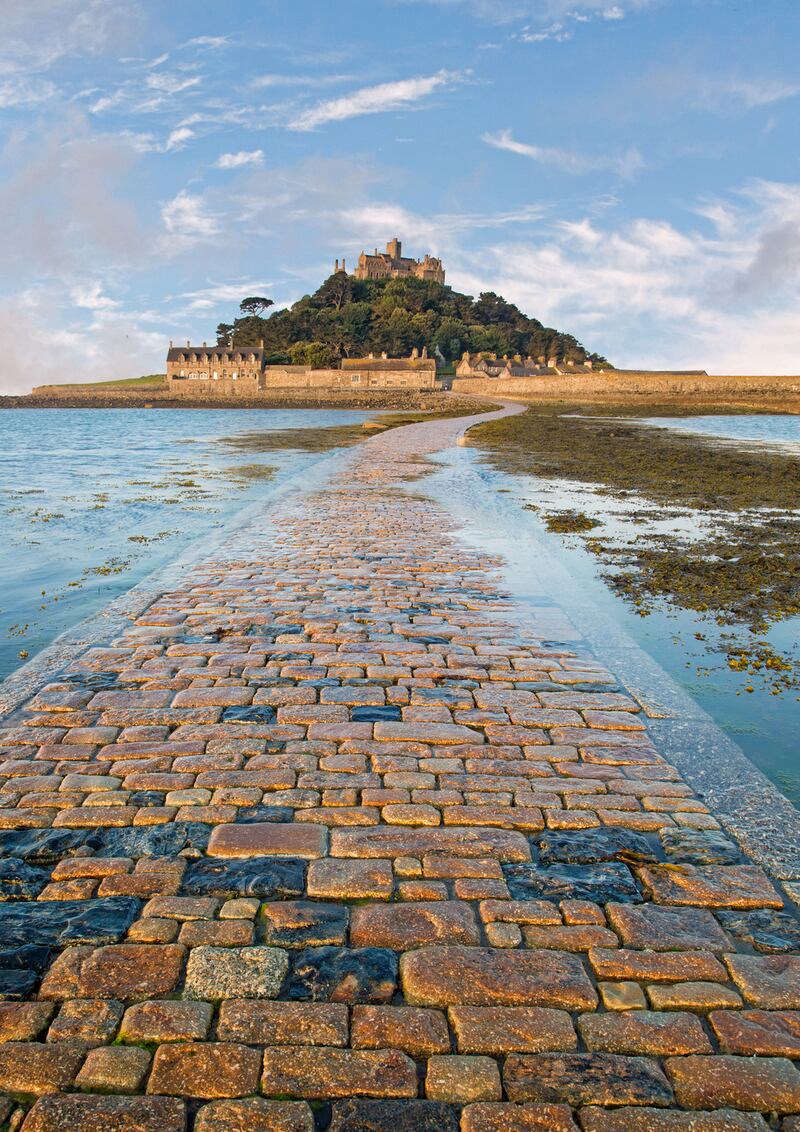 Views of St Michael’s Mount Causeway could be seen on board the train. Photograph: Getty Images