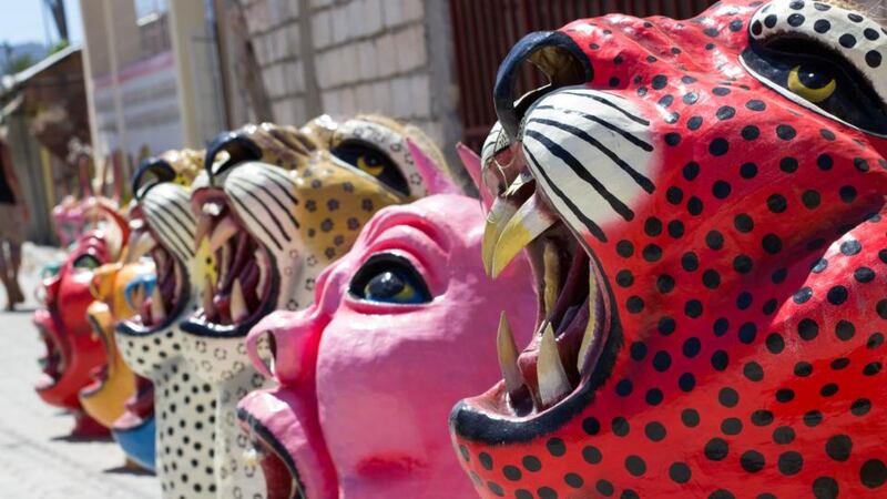 Masks used by performers at Carnival in Jacmel, Haiti. Photograph: Dearbhla Glynn