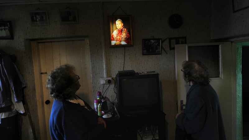 An illuminated religious icon in a cottage in Co Mayo. Photograph: Brendan Kelly