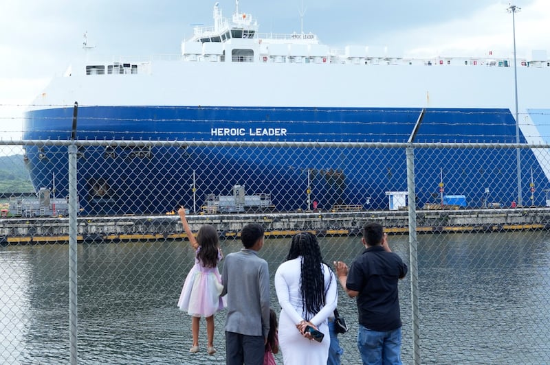 The Bahamas-flagged Heroic Leader navigates the Panama Canal, Panama, on January 20th, 2025. Photograph: Arnulfo Franco/AFP/Getty 