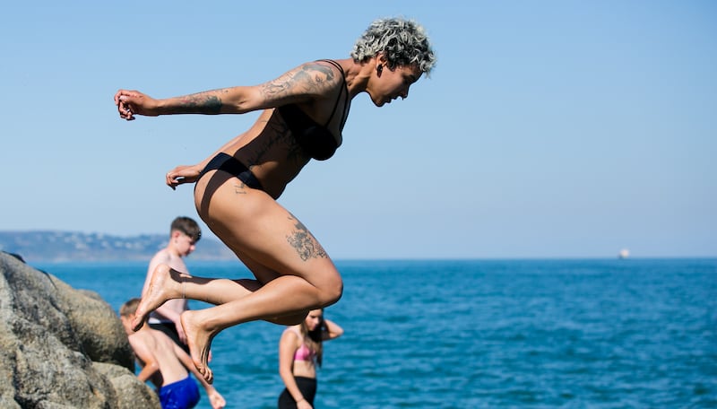 Natalia Coraiola enjoying the good weather. Photograph: Gareth Chaney/Collins Photos