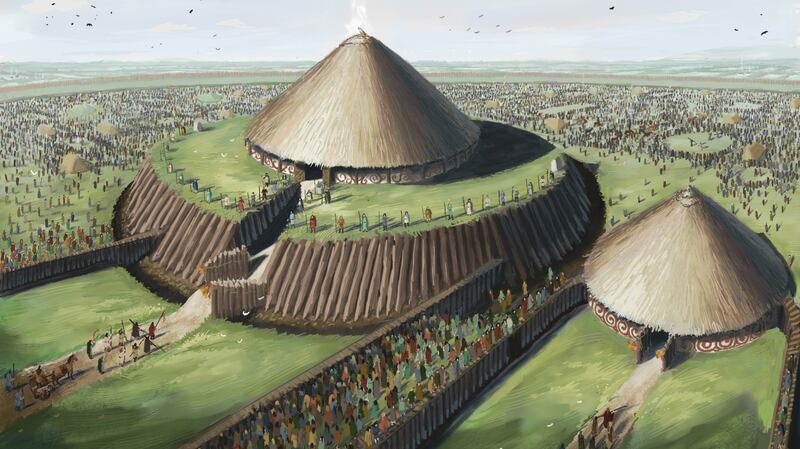 JG O’Donoghue’s artist impression of Rathcroghan mound and environs