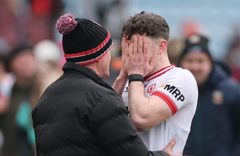 Tyrone’s Aidan Clarke dejected after the game. Photograph: James Crombie/Inpho