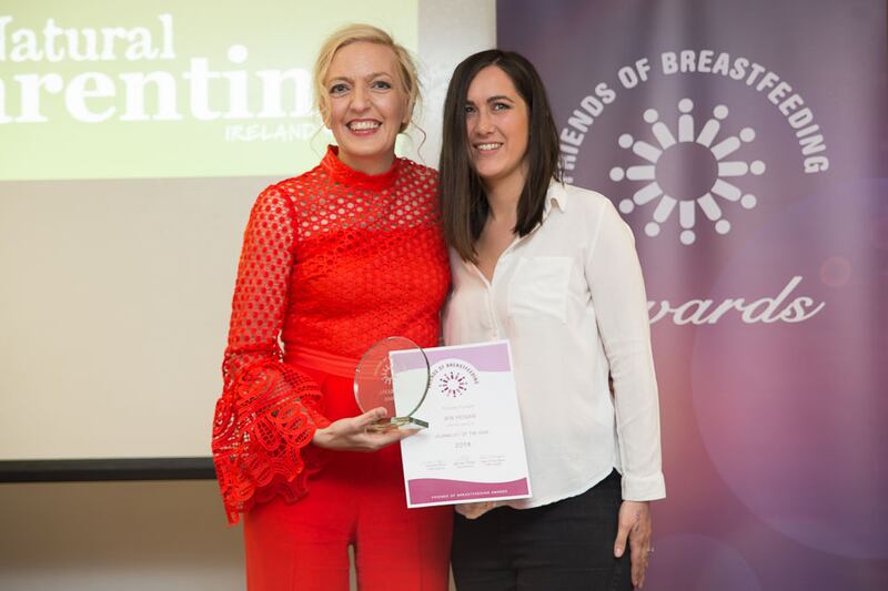 Jen Hogan was presented with her award by Jennifer Phillips, chairwoman of Friends of Breastfeeding.