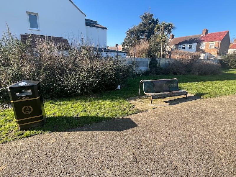 The park bench, off Roman Road, beside which baby Roman was found in January 2019. Photograph: Mark Paul