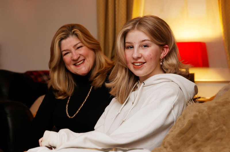 Teenager Brigid Moorhouse with her mother, Ailish Bridget McKay from Drumcondra in Dublin. Photograph: Alan Betson