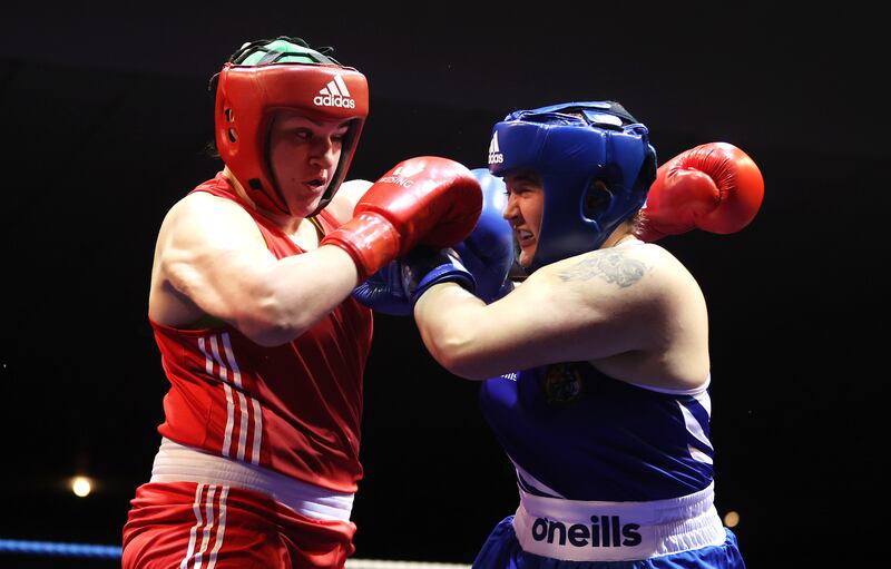 Judy Bobbett in action against Shauna Kearney in the national final. Photograph: Bryan Keane