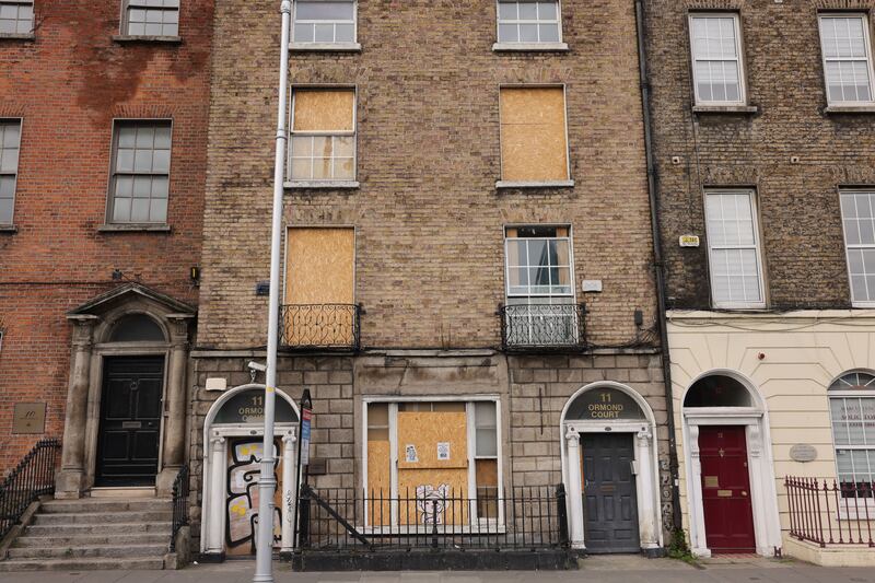 11 Lower Ormond Quay was the site of an apparent attack on squatters by anti-immigration activists in August 2024. Photograph: Alan Betson / The Irish Times

