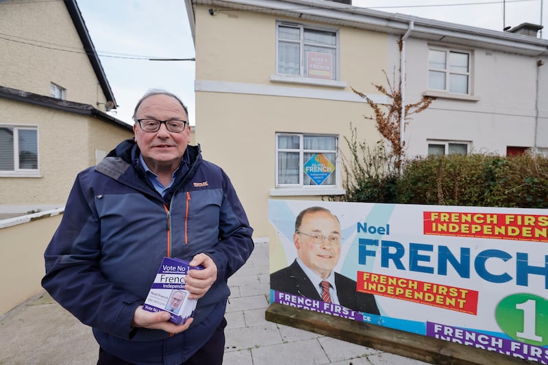 Cllr Noel French canvassing in Trim, in the three-seat Meath West constituency. Photograph: Alan Betson

