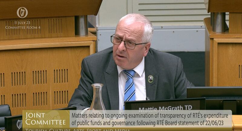 Mattie McGrath at a meeting of the Oireachtas media committee. Photograph: Oireachtas TV


































