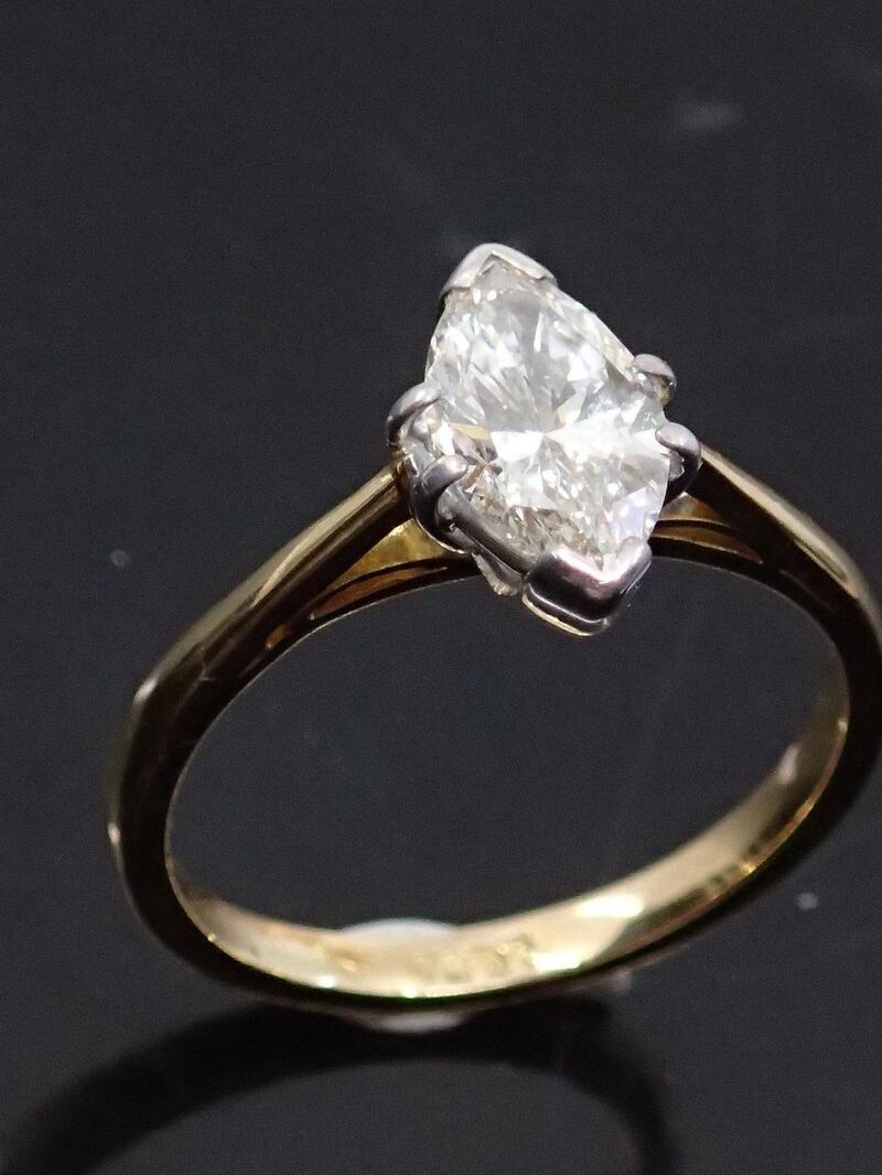 Pear shaped diamond solitaire, 1.52ct (John Weldon, €4,500-€6.500).