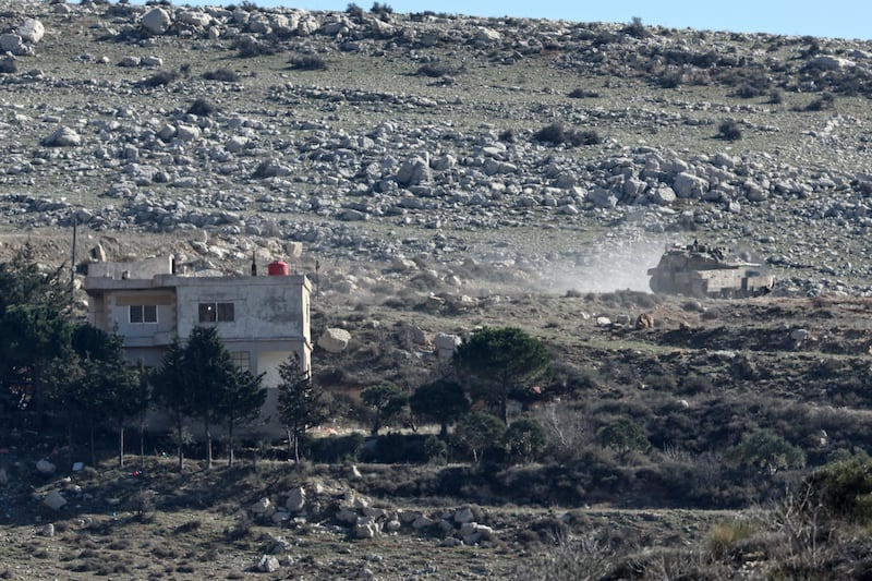 Israeli troops on the Syrian side of the border between Israel and Syria, near the Druze village of Majdal Shams, in the Israeli-annexed Golan Heights. Photograph: Atef Safadi/EPA-EFE