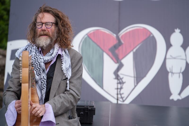 Hothouse Flowers frontman Liam Ó Maonlaí at a concert organised by the Ireland-Palestine Solidarity Campaign in May 2024. Photograph: Barry Cronin