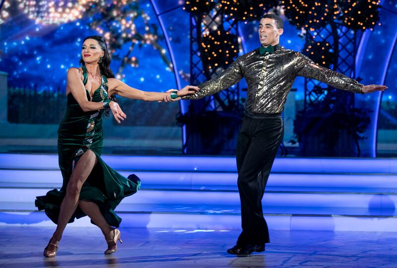 Rugby 7’s Jordan Conroy and Salome Chachua during the Dancing With The Stars live show. Photograph: Kyran O’Brien, Kobpix