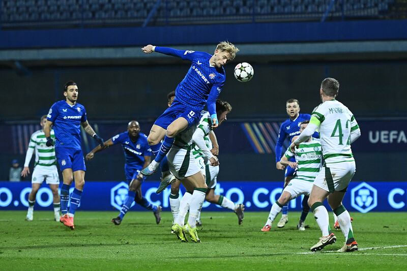 Dinamo's Maxime Bernauer during the Champions League game against Celtic at Stadion Maksimir. Photograph: Jurij Kodrun/Getty Images