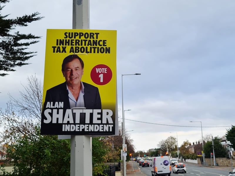 In Dublin Rathdown, Independent election candidate Alan Shatter gets his posters up early