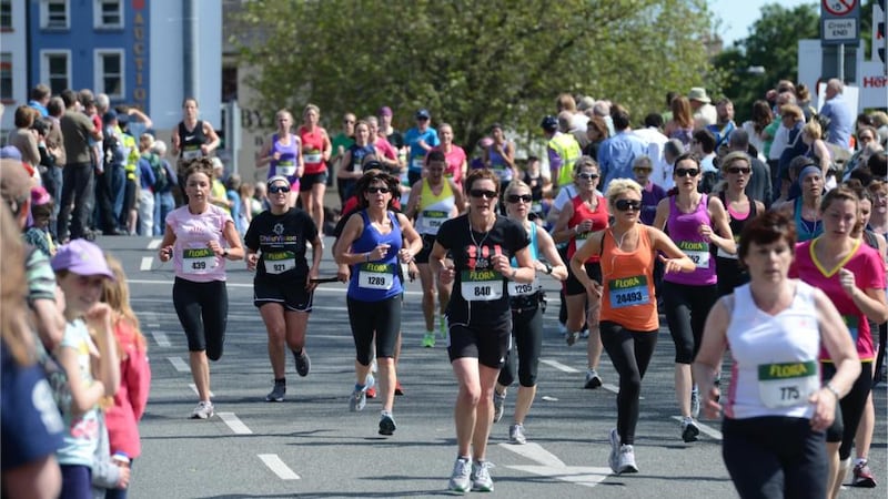 The last 1k at the Flora Women’s Mini Marathon, in Dublin last year. Photograph: Dara Mac Dónaill  Photographer: Dara Mac Donaill / THE IRISH TIMES